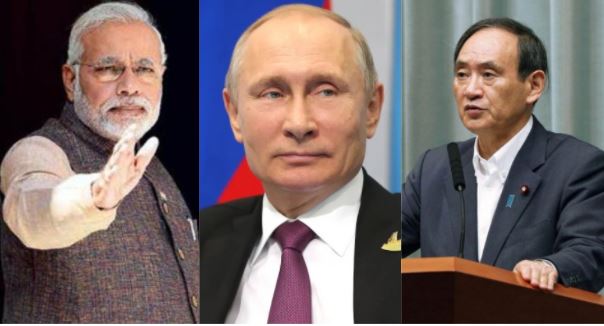 Russia, India, China, Suga, Modi, Putin