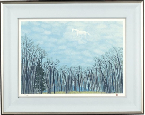Japanese painting horse in the clouds