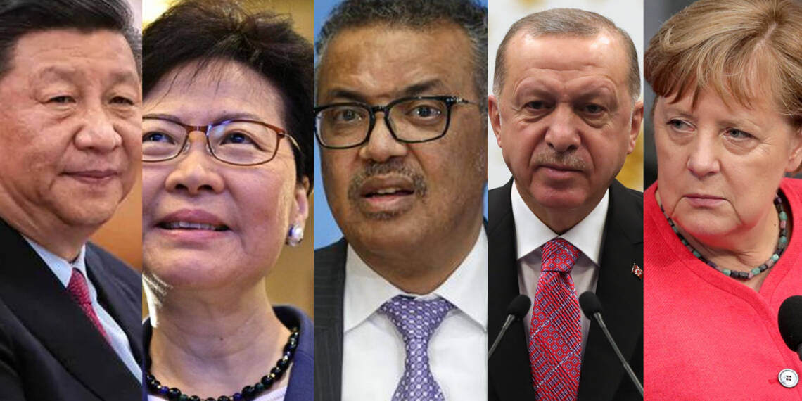 Xi Jinping, China, Carrie Lam, Erdogan, Tedros, Angela merkel