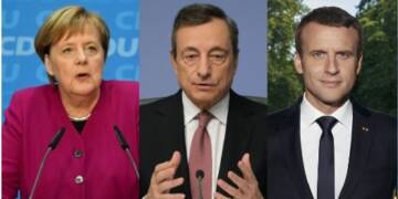 German Chancellor Merkel, Macron, Mario Draghi