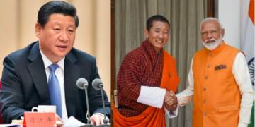 China, Bhutan, India