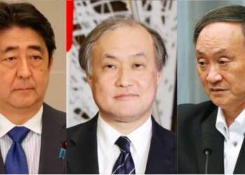 Shinzo Abe, Takeo Akiba, Yoshihide Suga
