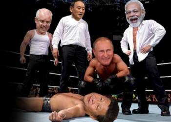 India, Japan and Russia have entered in a 3-countries tag team to pull China from 3 sides