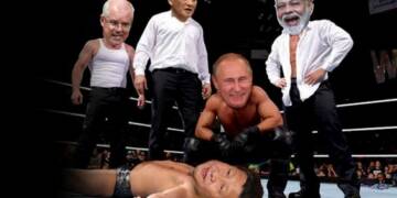 India, Japan and Russia have entered in a 3-countries tag team to pull China from 3 sides