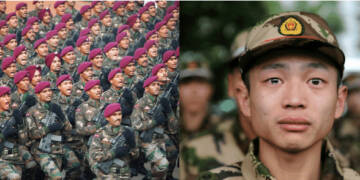 Chinese PLA soldiers crying