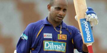 Sanath Jayasuriya celebrating his hundred