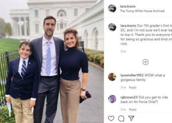 lara travis with her son and husband