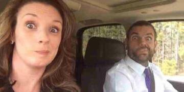 Beth Britt with her husband hardy in car