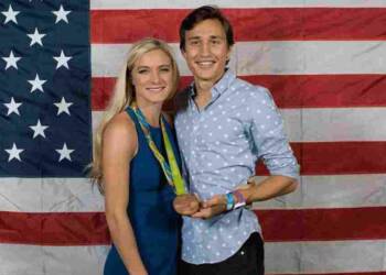 Joe Bosshard with his wife and olympic madel