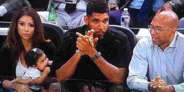 Vanessa Macias with her family in a basketball match