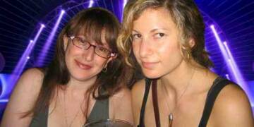 Julie Barer with her friend in a club