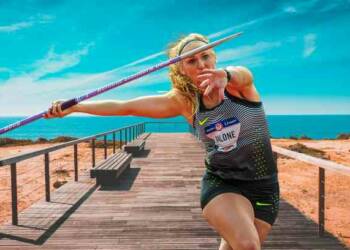 Maggie Malones thorwing javelin