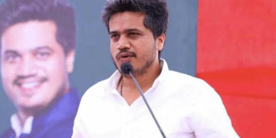 Rohit Pawar in a rally