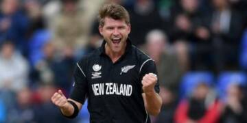 Corey Anderson celebrating wicket