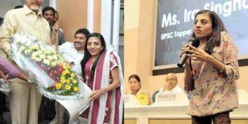 Ira Singhal IAS delivering her speech