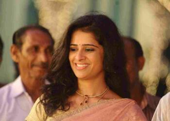 Satya Krishnan in pink saree