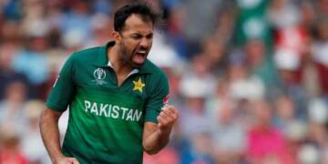Wahab Riaz celebrating wicket
