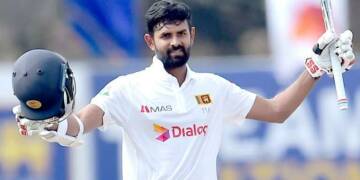 Lahiru Thirimanne celebrating his 100