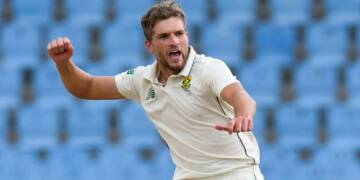 Wiaan Mulder celebrating wicket