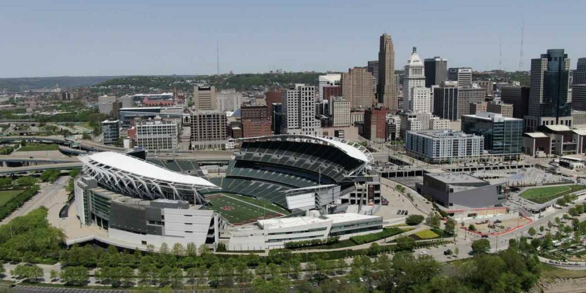 Paul brown stadium drone view