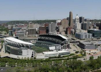 Paul brown stadium drone view