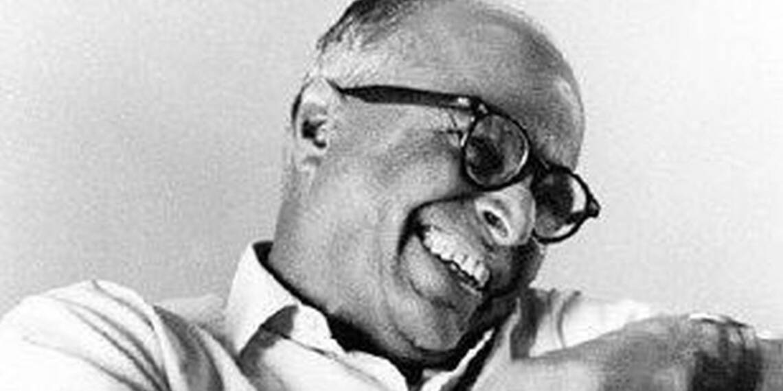 RK Narayan laughing