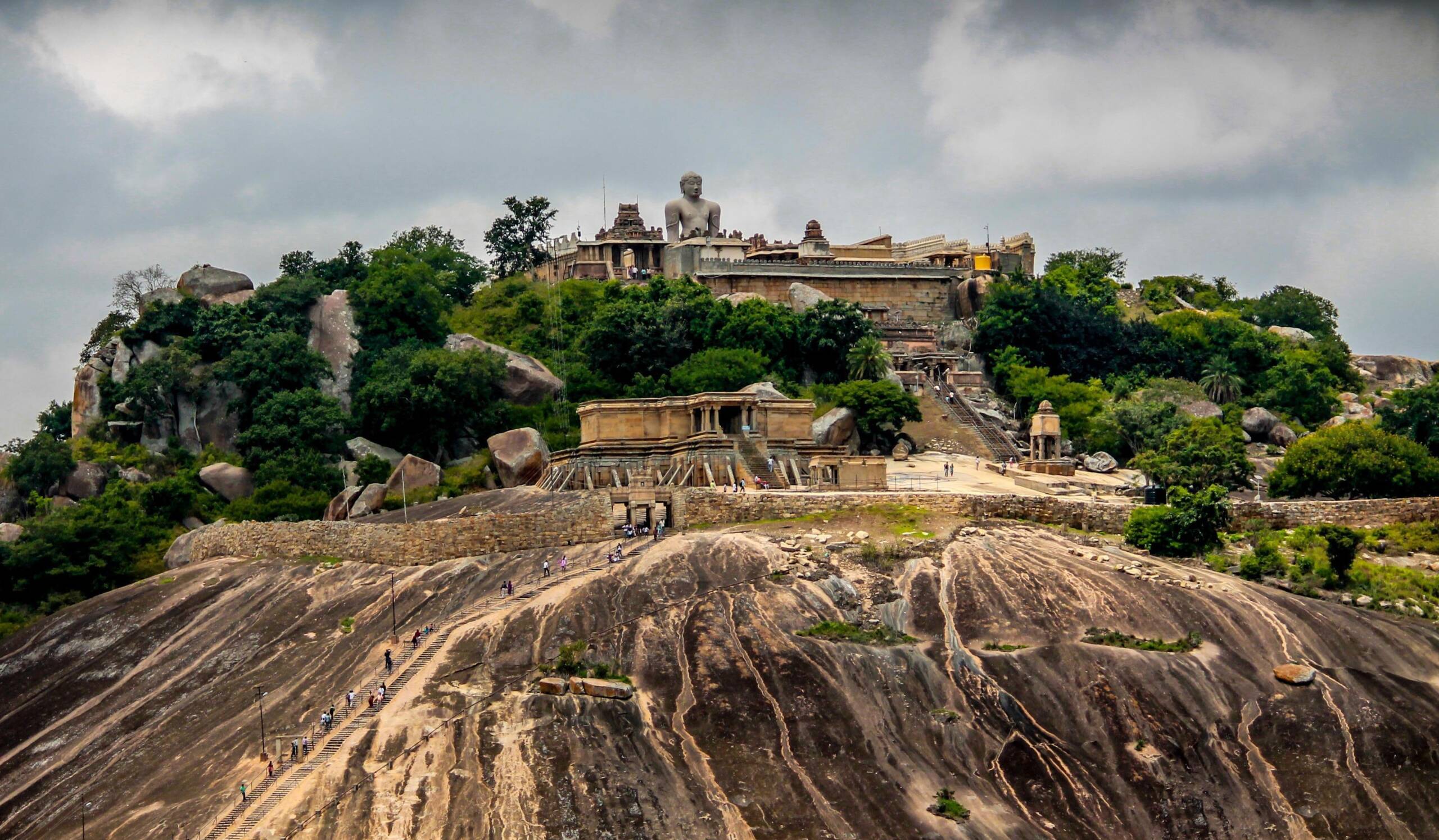 Gomateshwara Bahubali Temple drone view