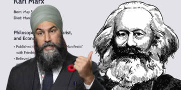 Scene pans and zooms. Jagmeet removes his mask. He is Karl Marx
