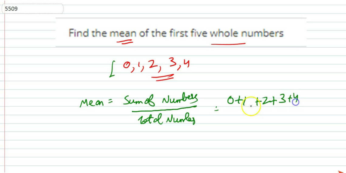 Find the Mean of First Five Natural Numbers