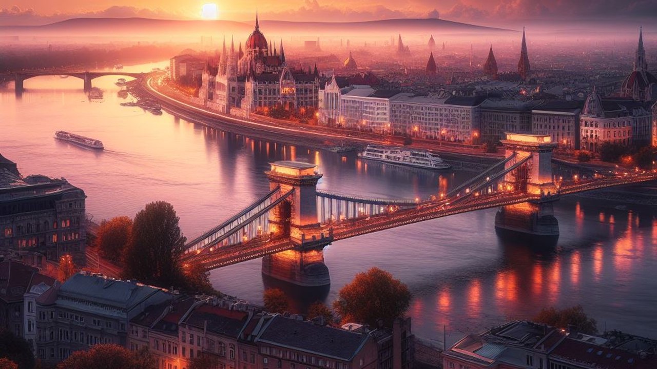 Liberty Bridge of Budapest in Spring time, Hungary