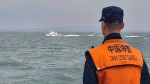 China Coast Guard personnel on duty near Taiwan's Kinmen Islands. (China Coast Guard)