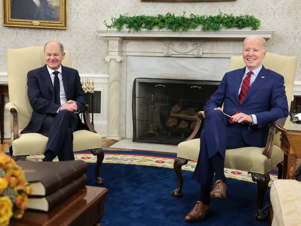 U.S. President Joe Biden meets with German Chancellor Olaf Scholz