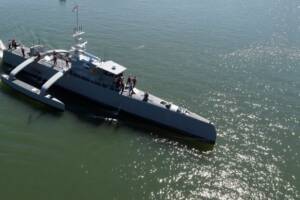 The Sea Hunter, a medium displacement unmanned surface vehicle.