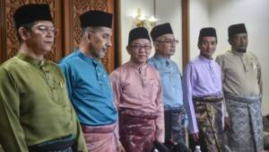 Representatives of the separatist Barisan Revolusi Nasional movement (BRN) gather in Kuala Lumpur on Feb. 7. The group is in peace talks with the Thai government.