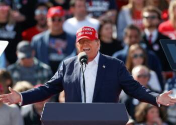 Former US President and Republican presidential candidate Donald Trump speaks during a Buckeye Values PAC Rally in Vandalia, Ohio. - AFP PIC
