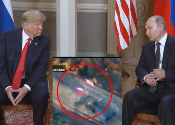 Russia Military Hoists American Flag Alongside Russian one on Captured US Military Carrier in Ukraine Just Before Trump Zelenskyy and other European leaders Meet