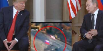 Russia Military Hoists American Flag Alongside Russian one on Captured US Military Carrier in Ukraine Just Before Trump Zelenskyy and other European leaders Meet