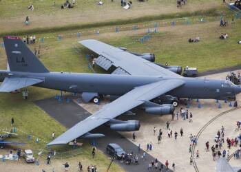 U.S. B-52 strategic bomber flies over Czech Republic during Air Force Day, signaling NATO's strength and deterrence on the eastern flank amid tensions with Russia.