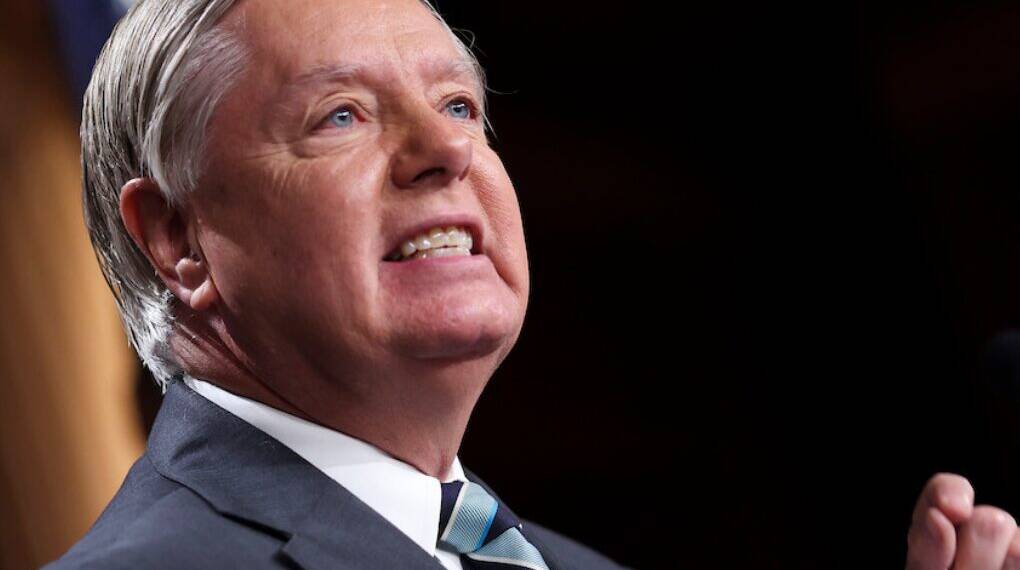 US Senator Lindsey Graham speaks during a media appearance, calling on Donald Trump to arm Iranian civilians as part of a controversial strategy to trigger an internal uprising in Iran