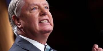 US Senator Lindsey Graham speaks during a media appearance, calling on Donald Trump to arm Iranian civilians as part of a controversial strategy to trigger an internal uprising in Iran