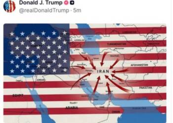 Final Showdown? Iran WAR Warning "Gulf of Oman Will Become Graveyard for US Ships" in response, Trump shared a map attacking Iran from all sides
