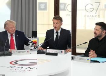 Macron and Zelensky overheard discussing possible Trump meeting during tense G7 summit diplomacy