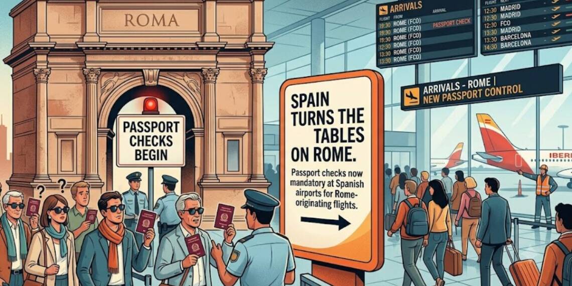 Spain turns the tables on Rome as passport checks begin at its airports