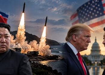 “Kim Jong Un watches North Korean ballistic missiles launch as Donald Trump and Xi Jinping face off against a backdrop of the US Capitol, highlighting tensions over North Korea’s missile tests and US-China diplomacy.”