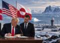 US, Danish and Greenlandic leaders sign a security deal against a backdrop of Greenland's Arctic landscape and expanded US military infrastructure.