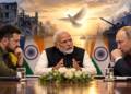 India's ceasefire proposal for ending the Ukraine war, with Indian, Ukrainian and Russian leaders discussing peace amid scenes of conflict and diplomacy.