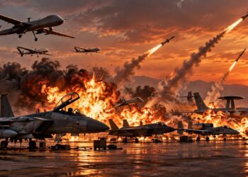 US aircraft losses Iran war: Military aircraft and drones face explosions and missile strikes at an airbase during a large-scale conflict