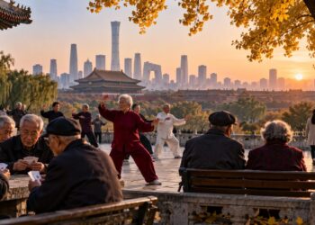 Beijing super-aged society: Elderly residents practise tai chi, play cards and gather in a Beijing park as the city faces a rapidly ageing population and declining birth rates.