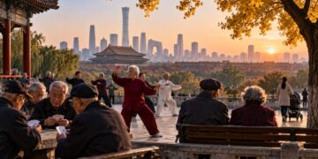 Beijing super-aged society: Elderly residents practise tai chi, play cards and gather in a Beijing park as the city faces a rapidly ageing population and declining birth rates.